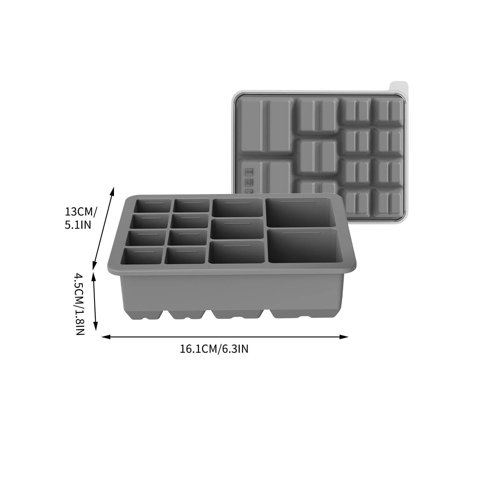 Fufafayo 13 Compartment Silicone Ice Maker Tray for Countertop, Multi Size Flexible Ice Maker, Easy Release Ice Molds, Coffee Cocktail Ice for Home Office Bar