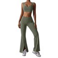 thumbnail image 1 of Gibobby Conjunto de entrenamiento para mujer Conjunto de chaleco de yoga desnudo de secado rápido de color sólido para mujer Conjunto de ejercicio de yoga par(Verde,XL), 1 of 4