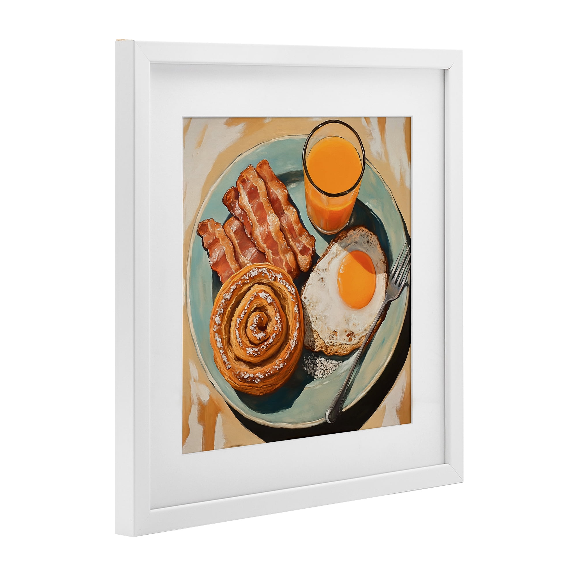 Stupell Industries Cinnamon Roll Breakfast White Framed Print Under Glass, design by Tina LeCour