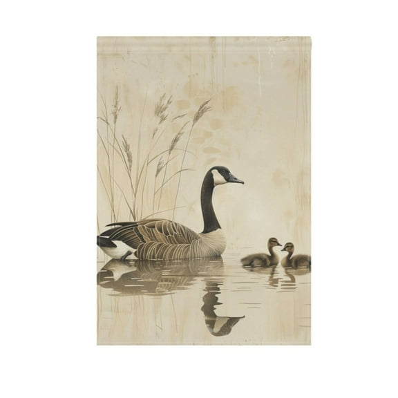 Elegant Goose with Goslings Swimming Garden Flag 12X18 Double Sided Yard Flags for Outside Outdoor All Seasonal Decoration