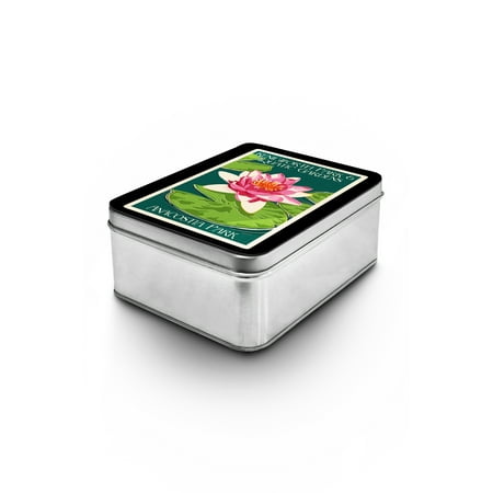 Lily Pad Keepsake Box - Lily Pad & Lotus Letterpress - Kenilworth Aquatic Gardens - Lantern Press Poster (Keepsake Tin)