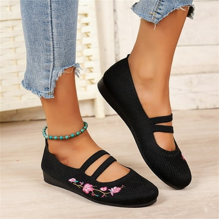 

Cathalem Women Shoes Platform Wedge Heels Casual Ladies Fashion Solid Color Breathable Knitting Exquisite Womens Shoes for Summer Black 6.5