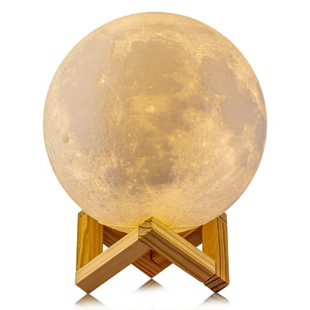 - TSV Night Light 3D Printing Moon Lamp Rechargeable Lunar Night Light, Dimmable Touch Control Brightness Two Tone Home Decorative Lights Baby Night Light with Wooden Stand