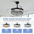 thumbnail image 5 of PHORUS 48" Invisible Crystal Ceiling Fan Chandelier with Light, DC Motor 6-Speed Dimmable Fan with Remote Control, Retractable ABS Blades and Timer for Indoor Bedroom Living Room,Black, 5 of 11