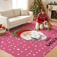 thumbnail image 2 of Merry Christmas Washable Area Rug 5 x 7 ft Santa Claus Portrait Pink Speckled Background Soft Non‑Slip Rugs Stain Repellent Indoor Mats for Living‑Room, Formal Dining Room, Recreation Room, 2 of 9