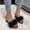 Black, variant on Daolelai Women's Fashion Furry Slippers Square Toe Transparent Wineglass Heel High Heel Sandals