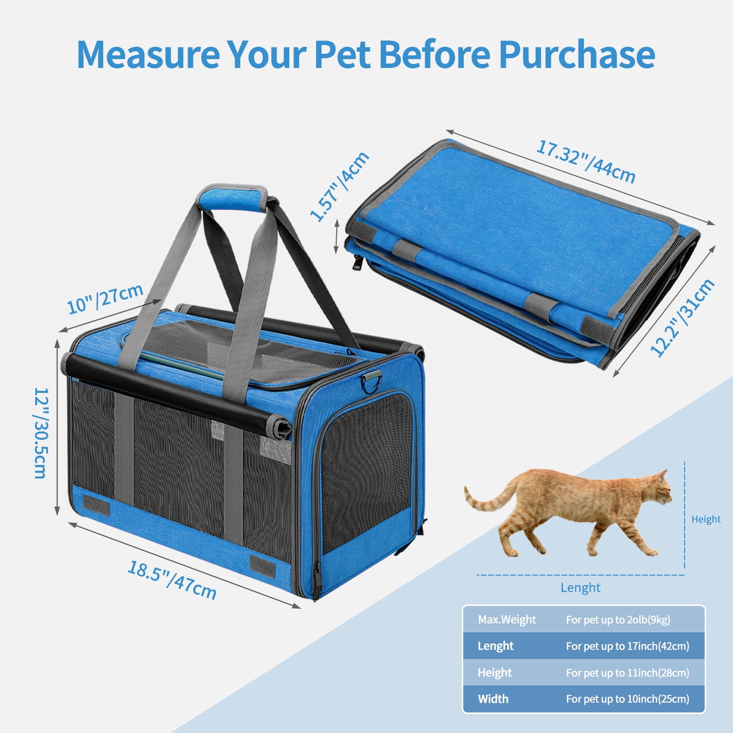 Cat Carrier Large Pet Carrier for 2 Cat, 18.5x11.8x11.8 Cat Bag for  Midium Large Cats Airline Approved Dog Carrier for Small Dogs, Cat Travel  Carrier Foldable 5-Windows Breathable Mesh Design - Yahoo