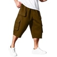 thumbnail image 2 of IAJDKMEK Men's Lightweight Breathable Loose Shorts - Stretch Elastic Waist Gym Shorts, Running Shorts for Men, Casual Sports Shorts,Brown 6XL, 2 of 6