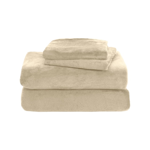 Fitted Sheet and Pillowcase Set, 3-Piece Luxuriously Soft Velvet Flannel Sheet Set 59x78.7 Inch, Warm Anti-Static Non-Pilling Fuzzy Fleece Bedding