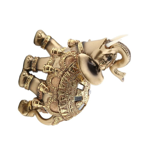 Lucky Feng Shui Golden Elephant Statue Sculpture Wealth Figurine Gift Home Decoration(L)