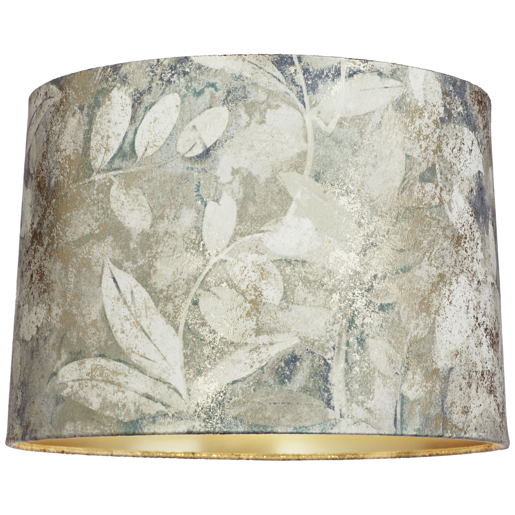 Springcrest 14" Top x 15" Bottom x 10" High x 10 1/2" Slant Print Lamp Shade Replacement Drum Velvet Leaves Spider Harp Finial