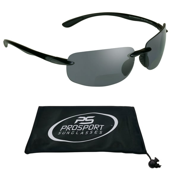 proSPORT POLARIZED Bifocal Rimless Sunglass Wrap Around Gray Men Women