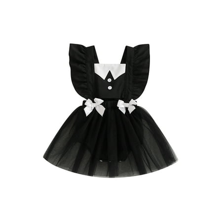 

Baby Girl Halloween Romper Flutter Sleeves Tulle Patchwork Jumpsuit