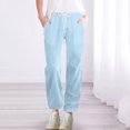 thumbnail image 2 of HAiming Women Plus Size Straight Leg Pants Drawstring High Waist Pants Casual Cropped Lounge Trouser with Pocket, 2 of 7