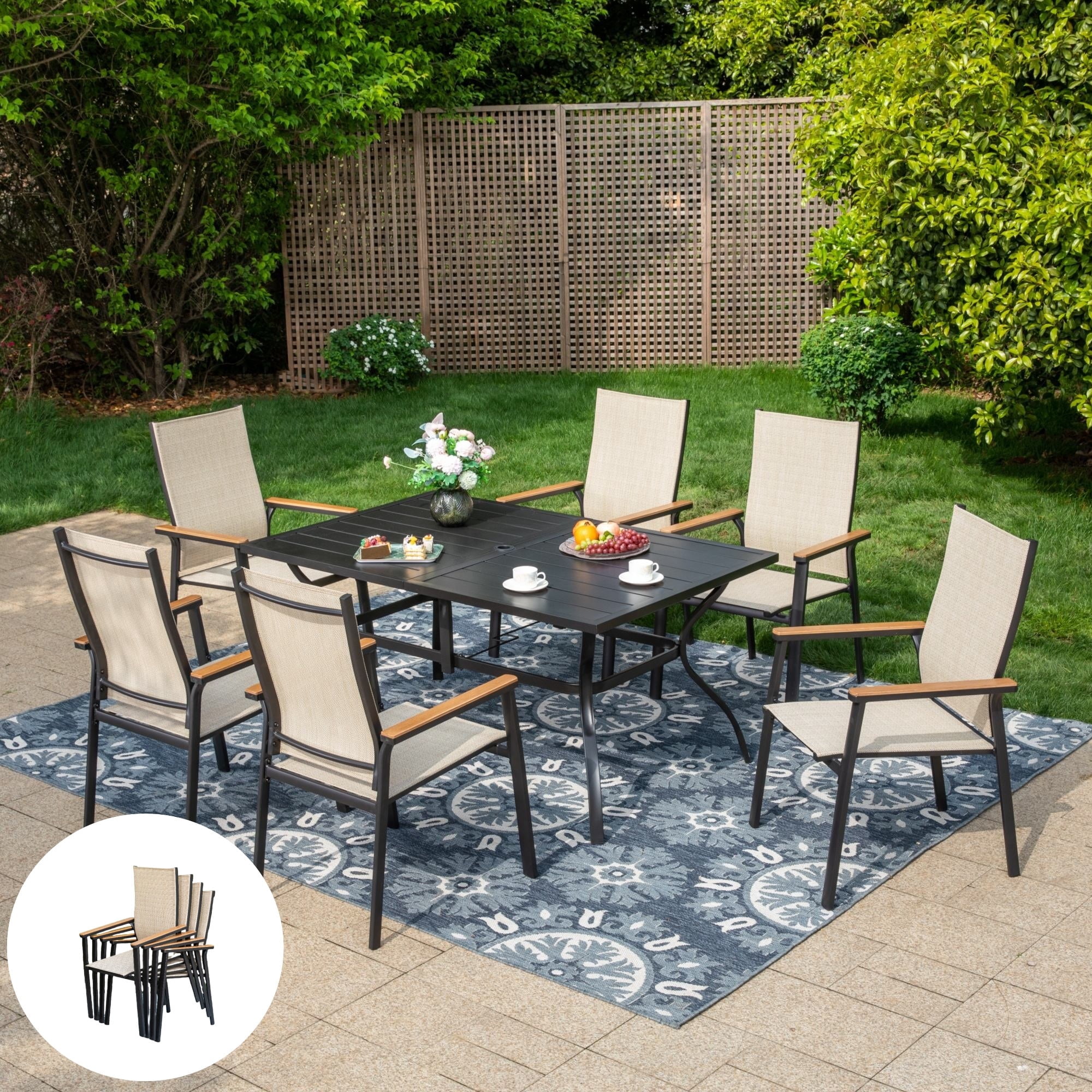Summit Living 7-Piece Outdoor Patio Dining Set with High-Back