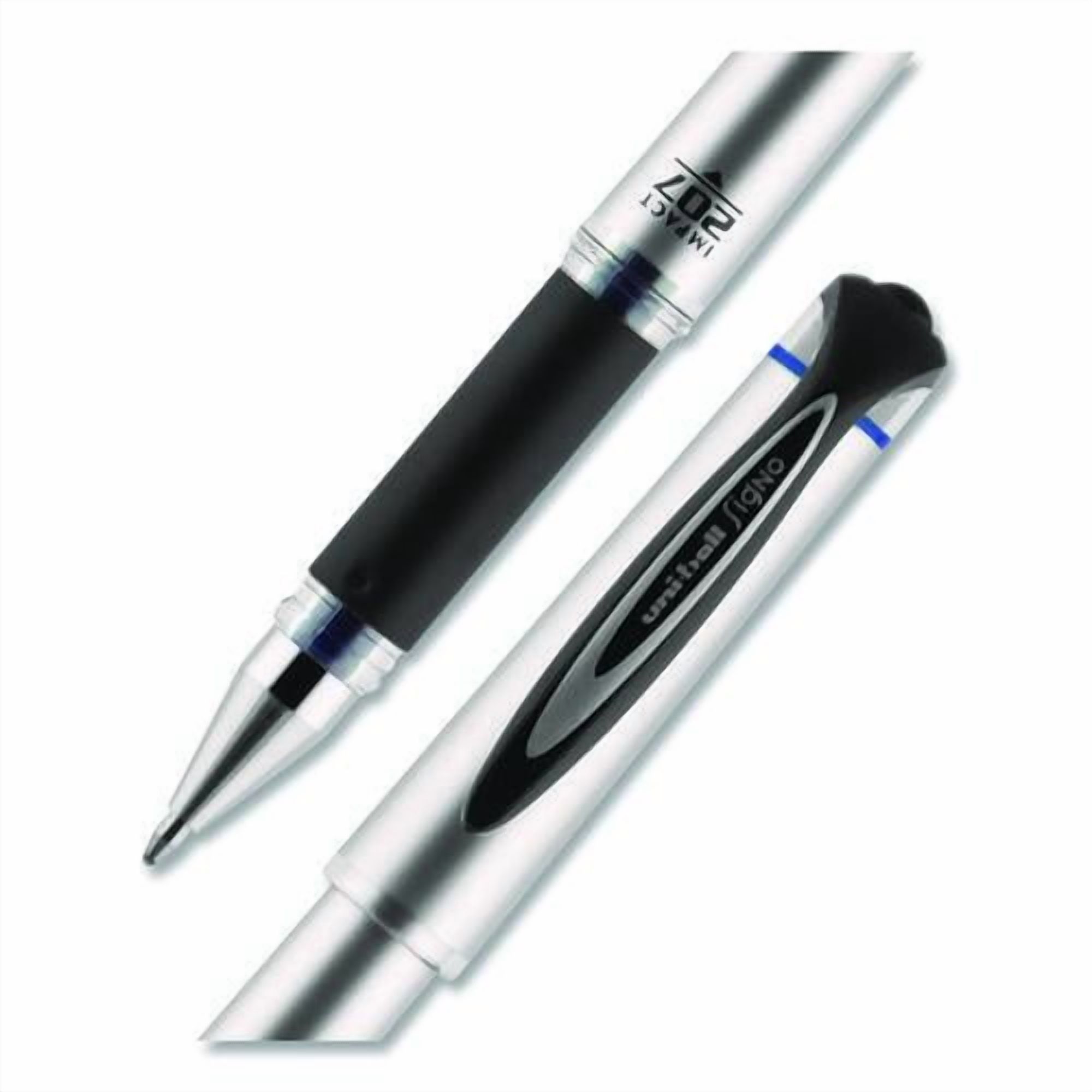 207 Impact Gel Pen, Stick, Bold 1 mm, Blue Ink, Silver/Black/Blue Barrel | Bundle of 2