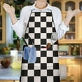 thumbnail image 6 of Black and White Checkered Pattern Apron-Garden Aprons for Women with Pockets-Cotton Linen Waterproof Kitchen Cooking Gardening Aprons Adjustable for Kitchen,Cooking,BBQ and Salon 33x27 Inch, 6 of 7