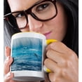thumbnail image 2 of 3drose, South Georgia Island. Iceberg and Giant Petrel Flies Low over Waves., 11oz Two-tone Yellow Mug, 2 of 6