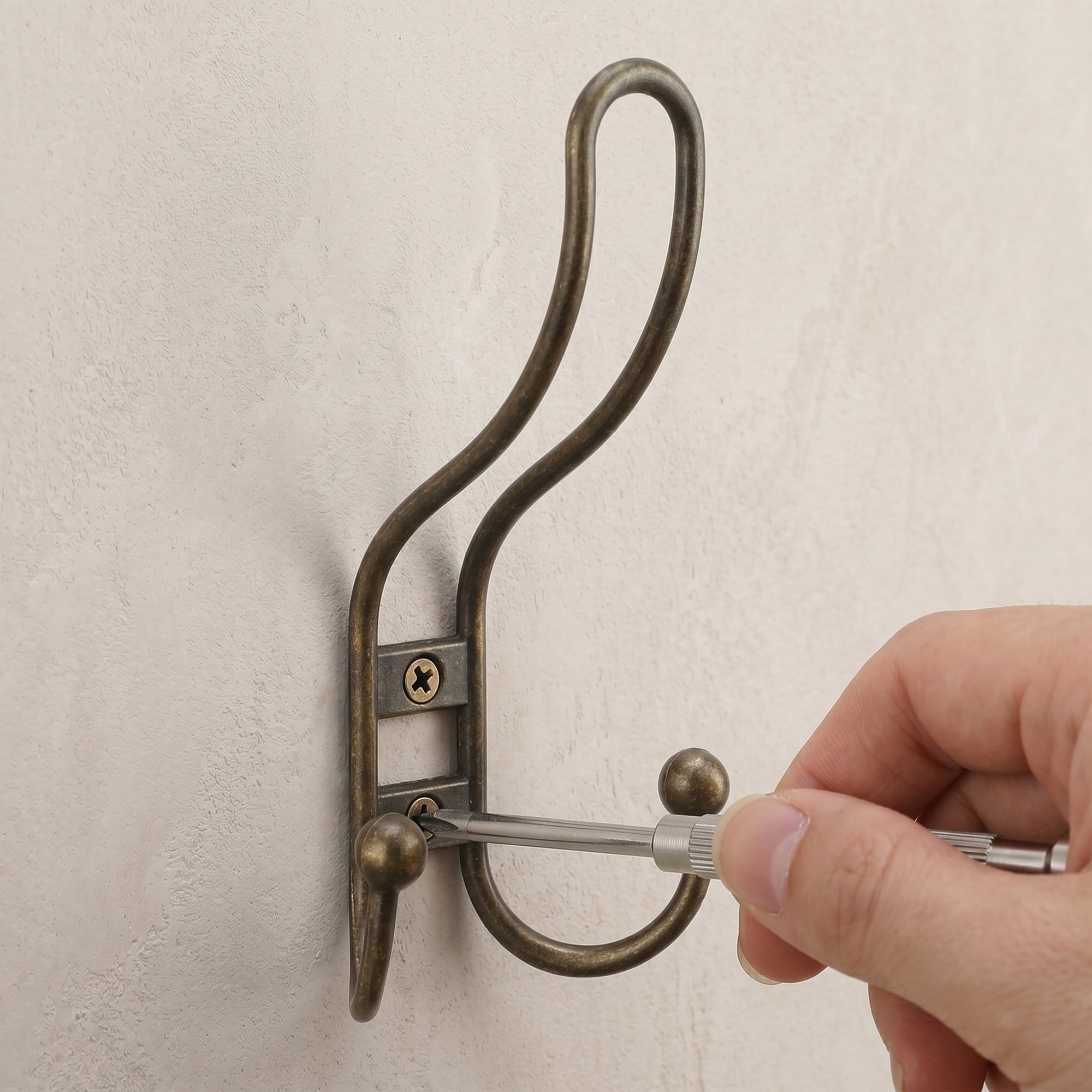 Unique Bargains 8Pcs Utility Metal Durable Multi-Purpose Wall Hooks Copper 5.3x2.8inch