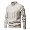 thumbnail image 7 of ZCFZJW Men's Slim Fit Mock Turtleneck Pullover Sweater Fall Lightweight Casual Long Sleeve Basic Cable Knitted Thermal Sweaters Beige L, 7 of 7