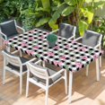 thumbnail image 2 of Valentine's Day Table Cloths for 6 Foot Rectangle Tables, Spring Roses Pink Bows Black White Plaid Patio Waterproof Elastic Fitted Tablecloths, Washable Rectangular Table Cover for Camping, 2 of 8