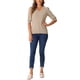 thumbnail image 2 of INSPIRE CHIC Blusas de manga abullonada para mujeres, tops de suéter con cuello en V, camisetas de manga corta, blusa de punto casual M Melocotón, 2 of 6