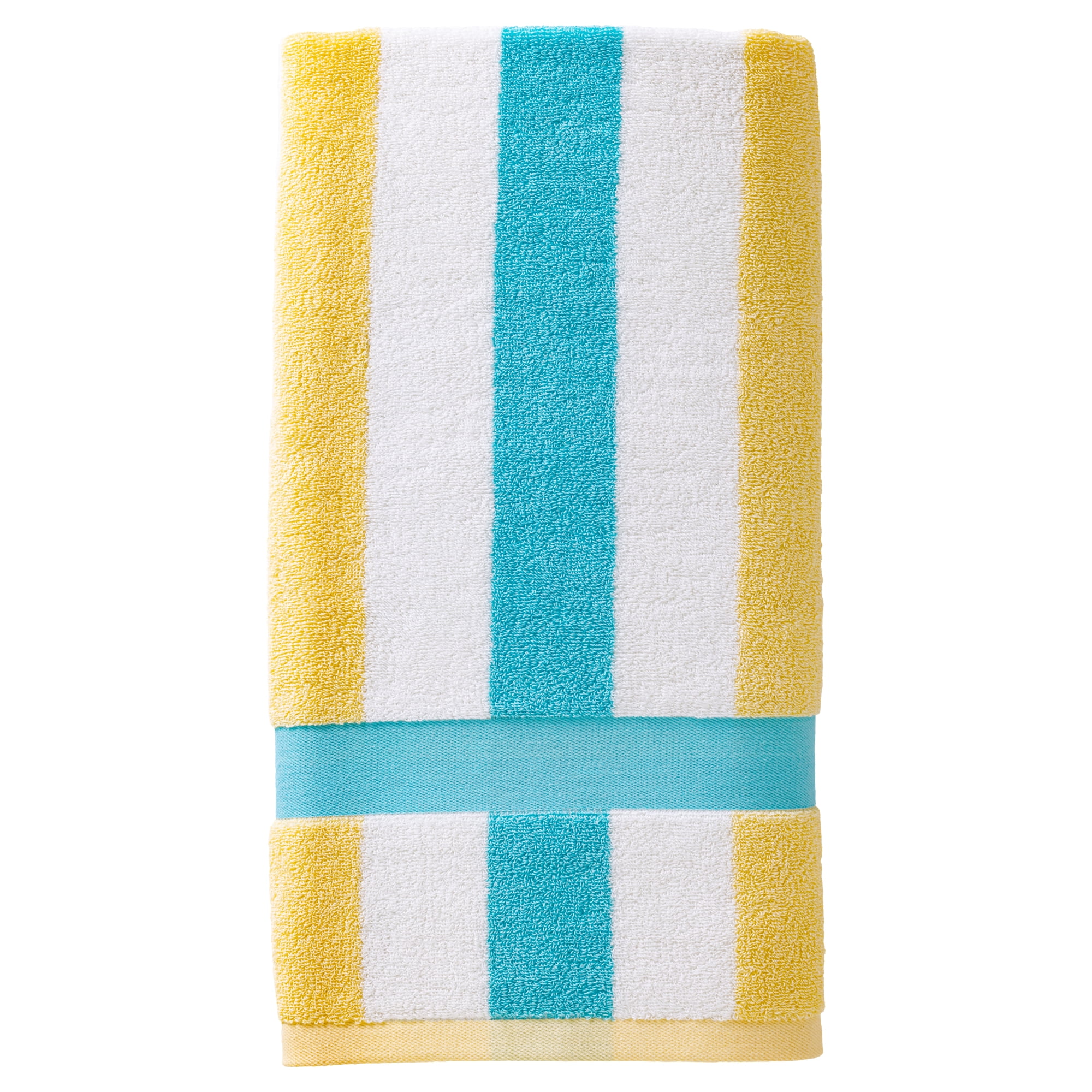 Unique Bargains Absorbent Stripe Ultra Soft Cotton Bath Towel Lake Blue 55 x 28