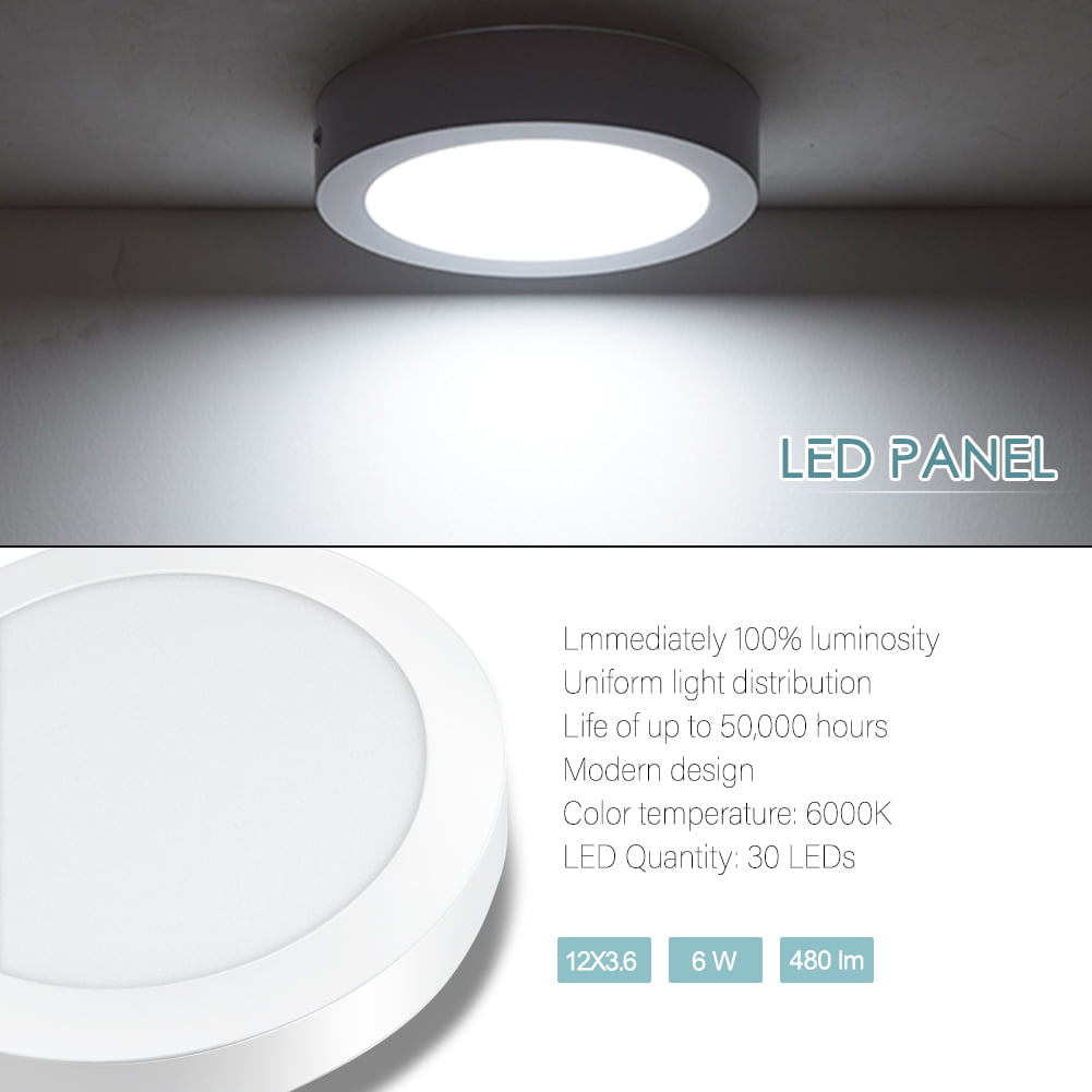 Round LED Recessed Ceiling Panel Lighting White 6 Watt Light 6000K Stylish x 10 