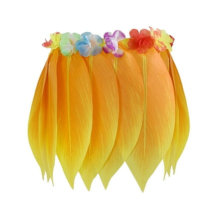 

HOMEMAXS Hawaii Leaves Skirt Grass Dance Skirt for Party Performance Festival (Yellow Kid Pattern Waist 58cm/23inch)
