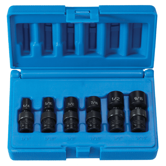 Grey Pneumatic 9706U 6pc 1/4" Drive 6pt Fracl Universal Impact Socket Set