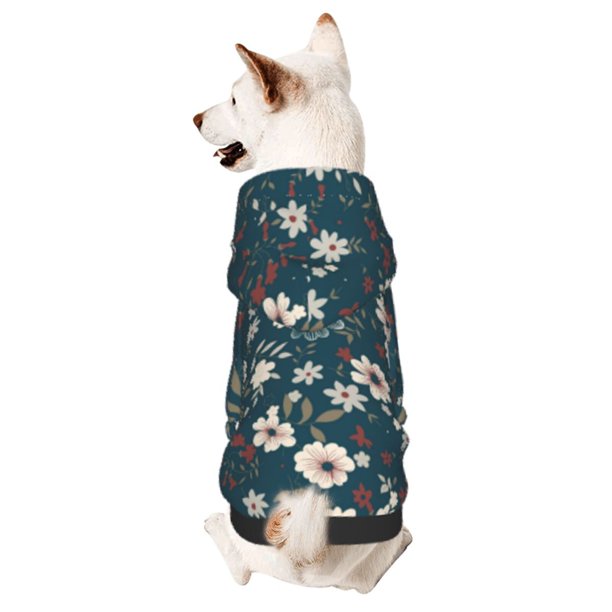 Fotbe Vintage Floral Sudadera con Estampado para Perros Pequeños – Suéter con Capucha para Mascotas, Tela Suave de Forro Polar con Bolsillo-Large