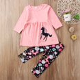 thumbnail image 2 of Toddler Girl Clothes Set Long Sleeve Tops+ Floral Pants 2pcs Kids Outfits, 2 of 8