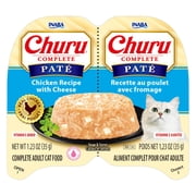 INABA Churu Complete Pate Wet Cat Food with Fish Oil, 1.23oz. per Serving, 2 Servings, Chicken Recipe with Cheese