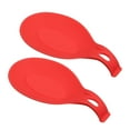 thumbnail image 1 of Silicona Cuchara Descanso, 9.25 x 4.72 Calor Resistente Cocina Utensilio Soporte Espátula Cucharón Descanso para Mostrador Estufa Tapa, Rojo 2uds, 1 of 6