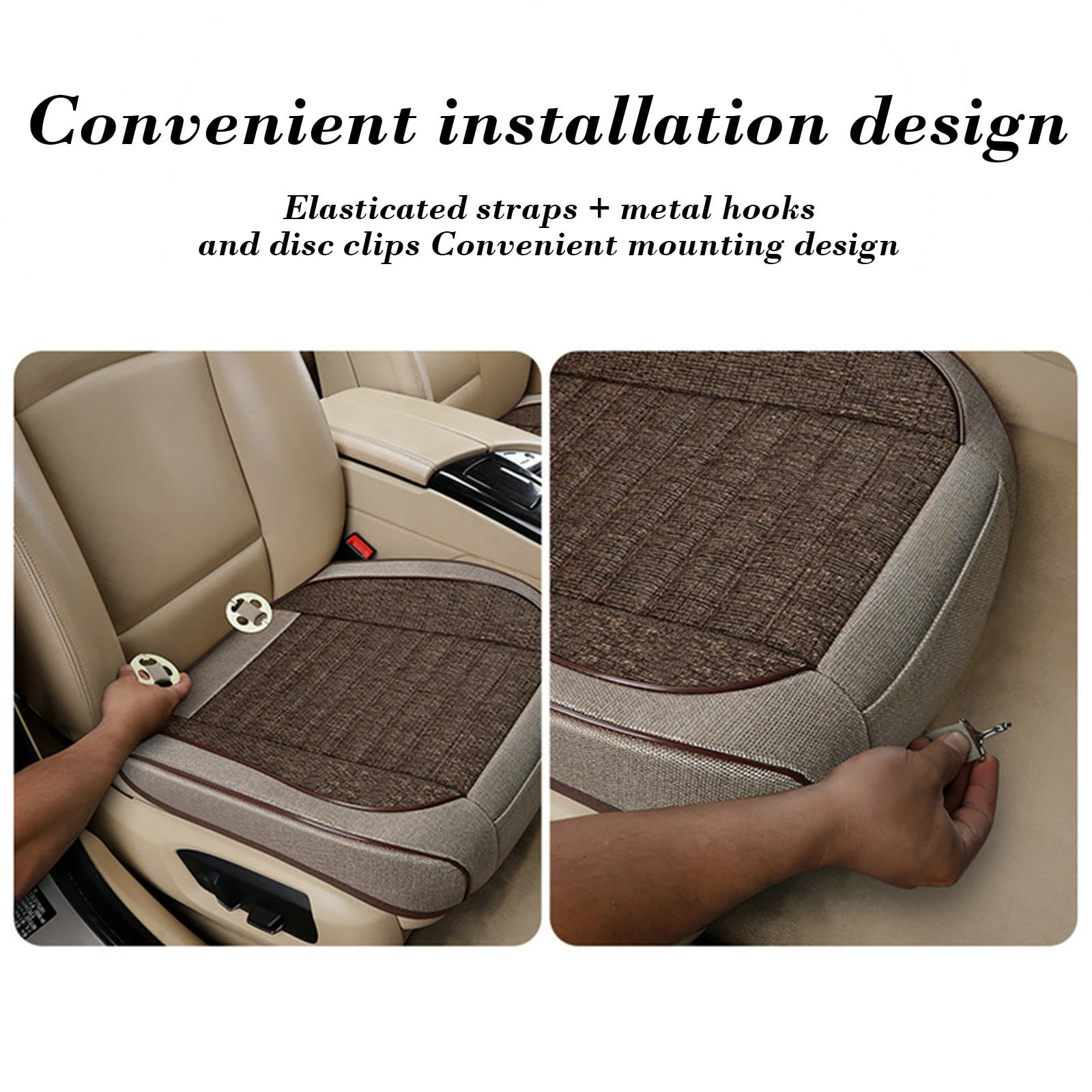 Breathable Linen Car Seat Cover Fully Enclosed Cushion, All Season for Car 20.5x20.5 Inch Easy Fit