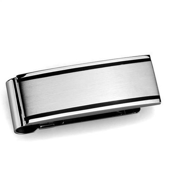 Men High Polished Stainless Steel Money Clip with No Stone in No Stone