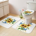 thumbnail image 4 of Spring Sunflower Bathroom Rugs Set Watercolor Pastoral Blue Butterfly Non Slip Absorbent Soft Bath Mats 3 Piece Set with Bathroom Rug, U-Shaped Floor Mat, Toilet Seat Cover Large Size, 4 of 9