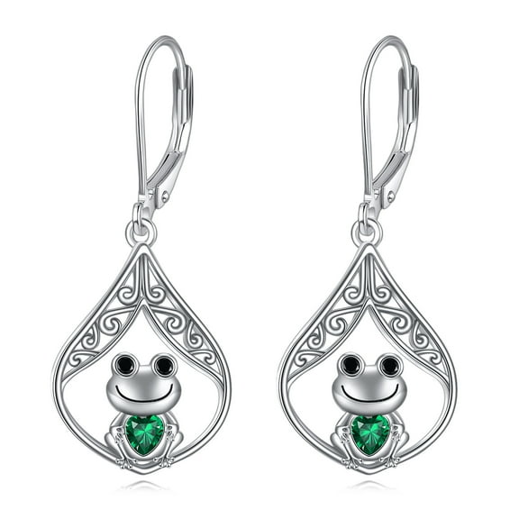 JUSORA Frog Earrings 925 Sterling Silver Frog Earrings Dangle for Women Animal Jewelry Birthday Gifts for Women