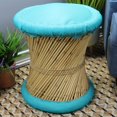 thumbnail image 4 of Natural Geo Tabouret d'Accent Moray - Faux Cuir Turquoise, 4 of 5
