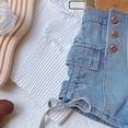 thumbnail image 5 of Teylalorva Girls Denim Shorts, High Rise Trendy Side Drawstring Summer Casual Kids 2026 Jean Shorts Blue Size 8, 5 of 8