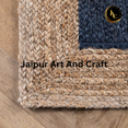 thumbnail image 5 of Jaipur Art And Craft Blue Black Border Handmade Runner Reversible Jute Area Rug (2.6x8 Sq ft), 5 of 7