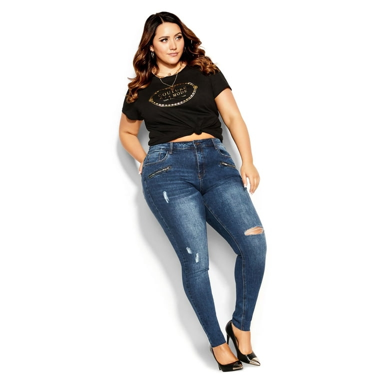 City Chic Women s Plus Size Asha Details Mid Rise Skinny Jeans