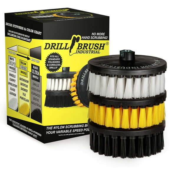 Cleaning Supplies - Floor Cleaner - 7 inch - Soft White - Carpet Cleaner - Medium Yellow - Shower Cleaner - Ultra Stiff Black - Variable Speed - Dual Action - Buffer Polisher - 5/