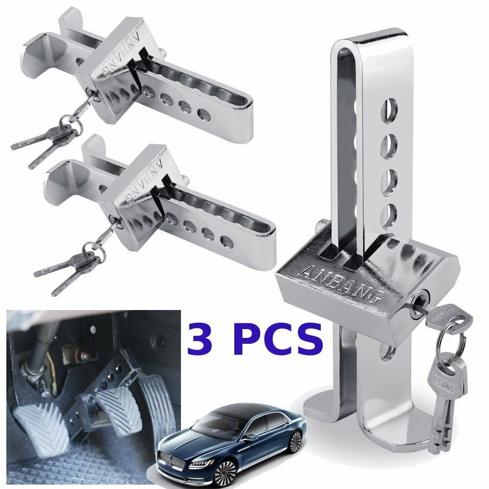 3X Steel Auto Car Truck Antitheft Device Clutch Lock Brake Pedal Tool w/ Key WW