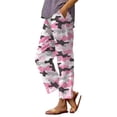thumbnail image 4 of Women's Casual Pants Women'S Summer Pocket Flower Flower Casual Loose Comfortable Cotton Linen Casual Pants,Pink Women's Casual Pants M, 4 of 4