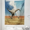 thumbnail image 1 of Jurassic Tapestry, Mother Diplodocus Dinosaur Walks Along with Her Brood of Youngsters Clouds, Fabric Wall Hanging Decor for Bedroom Living Room Dorm, 5 Sizes, Khaki Blue Grey, by Ambesonne, 1 of 1