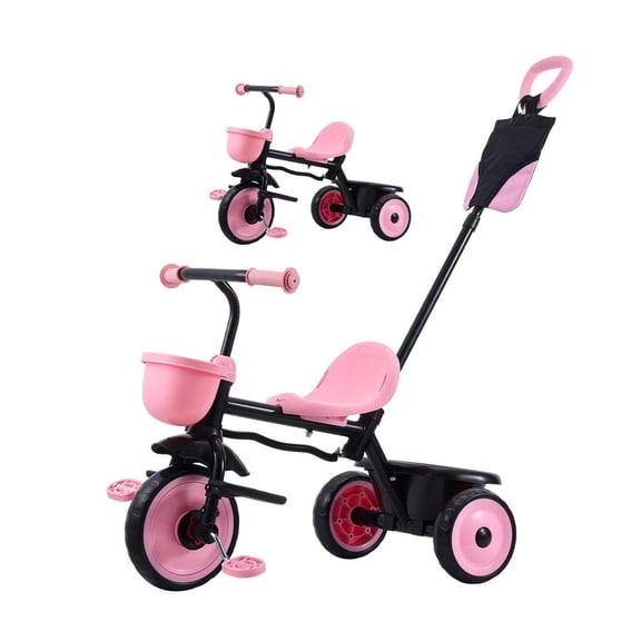 Toddler Tricycle Stroller for Kids 18 Months to 5 Years with Parent Push Handle Adjustable Seat Storage Outdoor Play Birthday Toy
