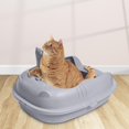 thumbnail image 6 of Cat Anti Splashing Sand Box, Cat Litter Container Portable Pet Litter Gray, 6 of 8