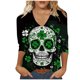 thumbnail image 3 of TaTaai Women Loose Casual V-Neck Top St. Patrick's Day Print 3/4 Sleeve Fashion Tee Ladies Spring Daily Outdoor Wear Soft Comfortable Non-See-Through No Fading Stylish Top Gift, 3 of 5