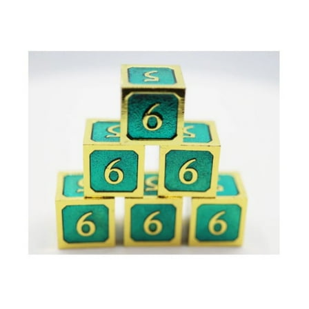 Foam Brain Games d6 - Teal w/Gold (6) New